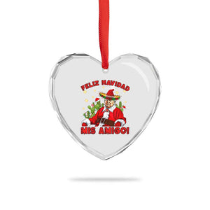 Funny Mexico Xmas Trump Heart Crystal Glass Ornament Feliz Navidad Mis Amigo Trump Santa TS09 Print Your Wear