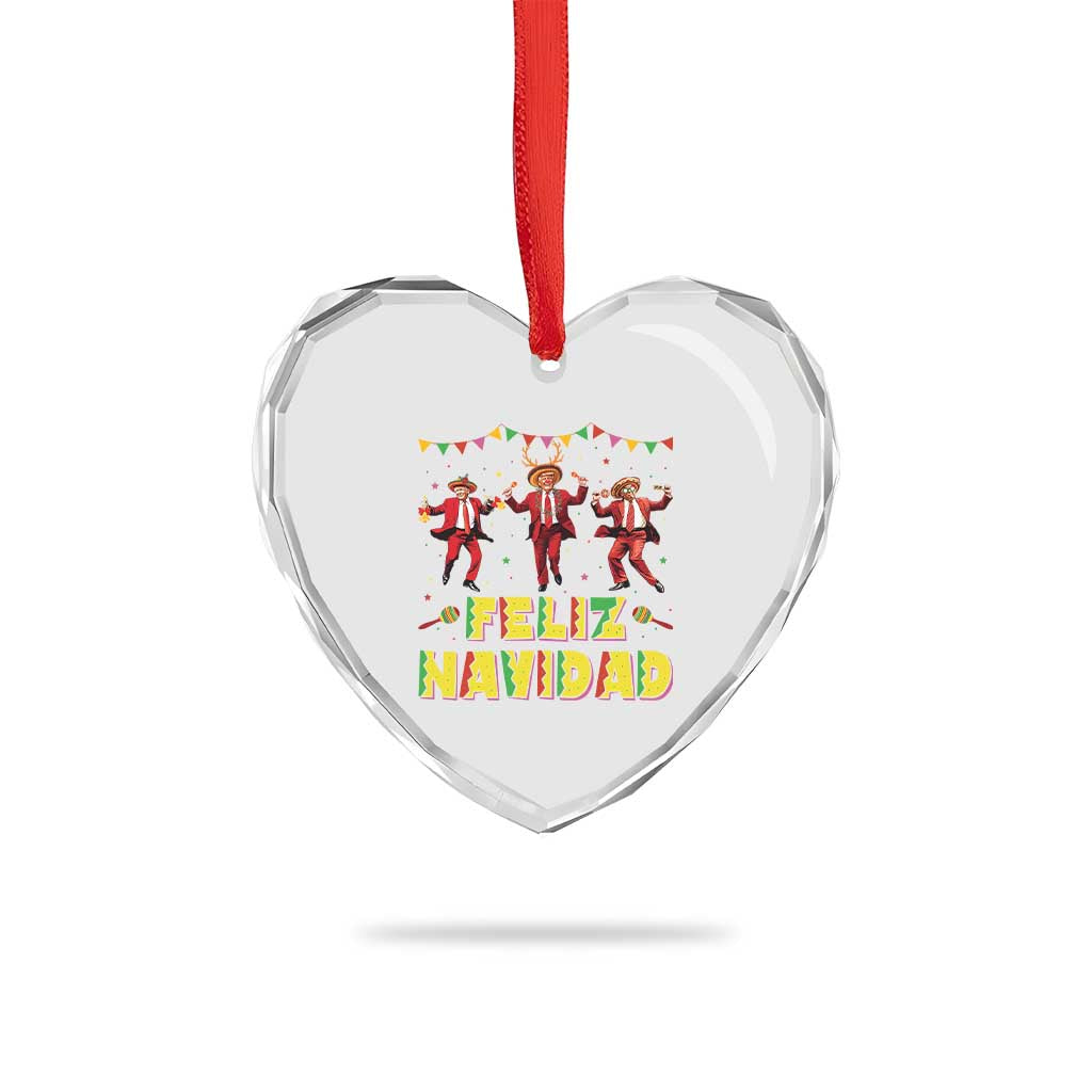 Funny Mexico Xmas Trump Heart Crystal Glass Ornament Feliz Navidad Trump Dancing TS09 Print Your Wear