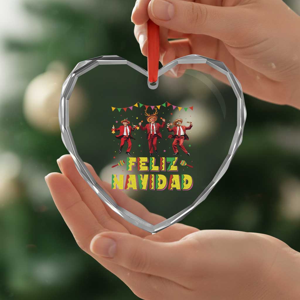 Funny Mexico Xmas Trump Heart Crystal Glass Ornament Feliz Navidad Trump Dancing TS09 Print Your Wear