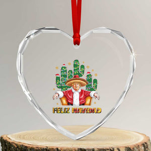 Funny Mexico Xmas Trump Heart Crystal Glass Ornament Feliz Navidad Trump Santa TS09 Transparent Glass 3'' Heart Print Your Wear