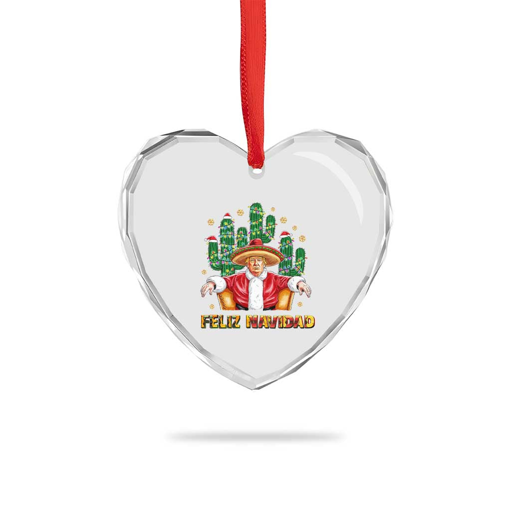 Funny Mexico Xmas Trump Heart Crystal Glass Ornament Feliz Navidad Trump Santa TS09 Print Your Wear