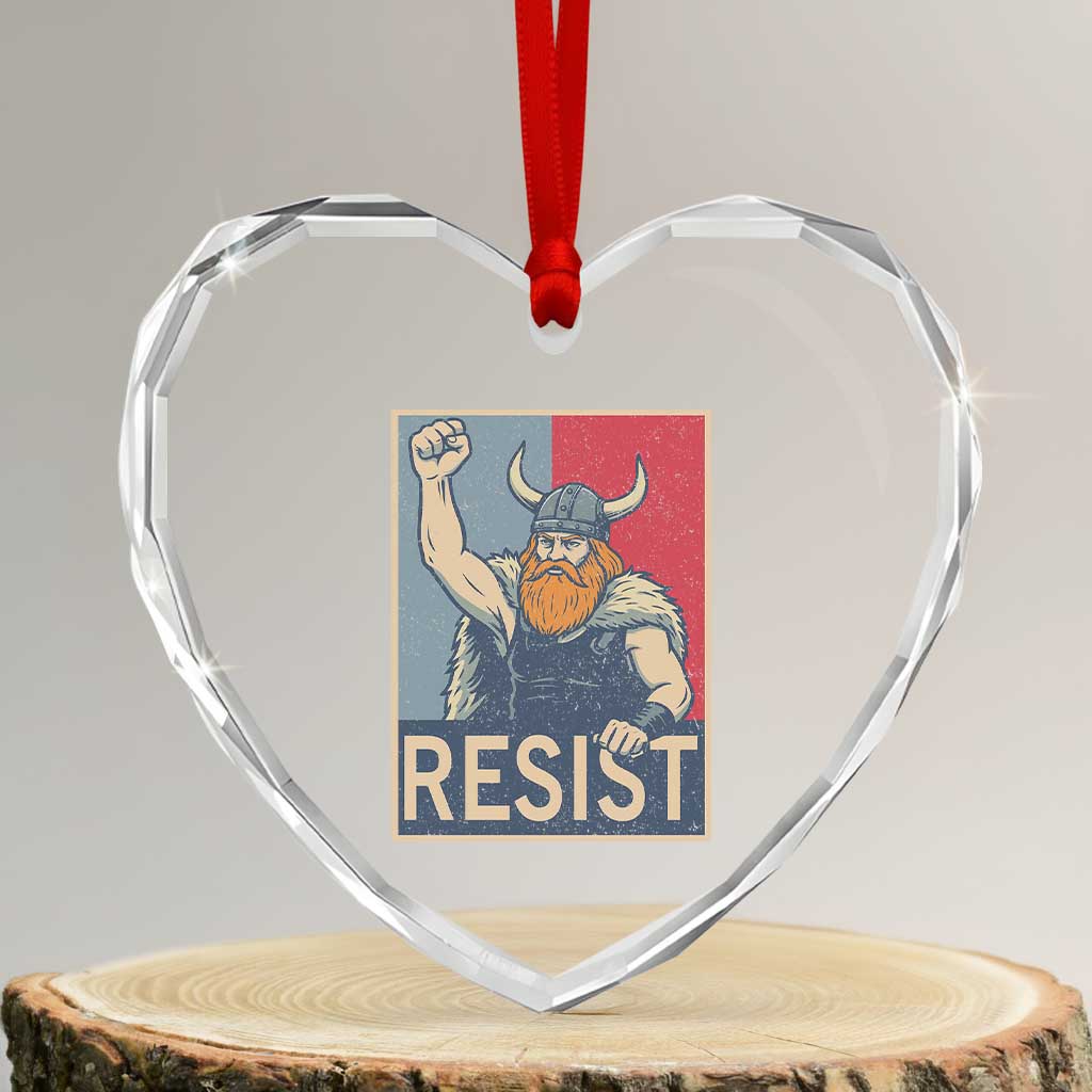 Funny Minneapolis Viking Resist Abolish Ice Protest Heart Crystal Glass Ornament TS11 Transparent Glass 3'' Heart Print Your Wear
