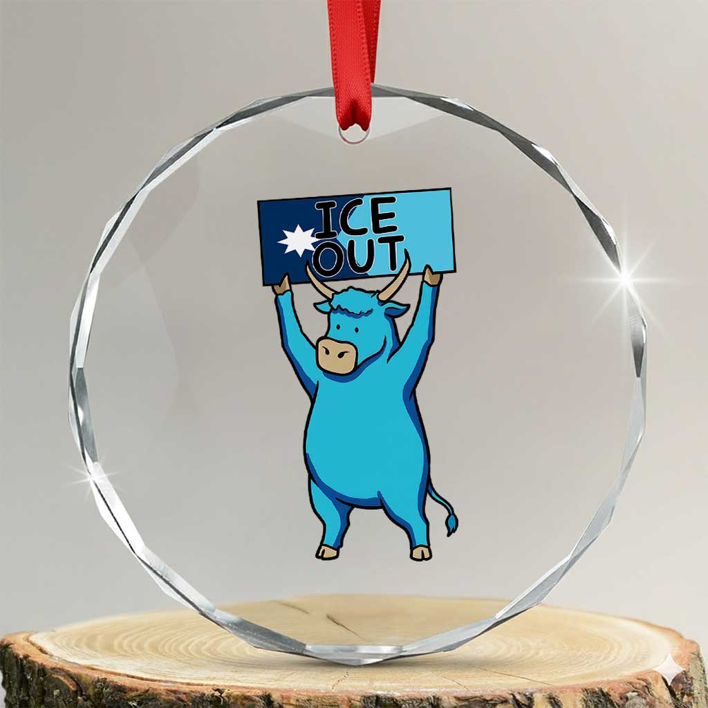 Funny Minnesota Folklore Babe The Blue Ox Crystal Glass Ornament Ice Out TS12 Transparent Glass 3'' Circle Print Your Wear