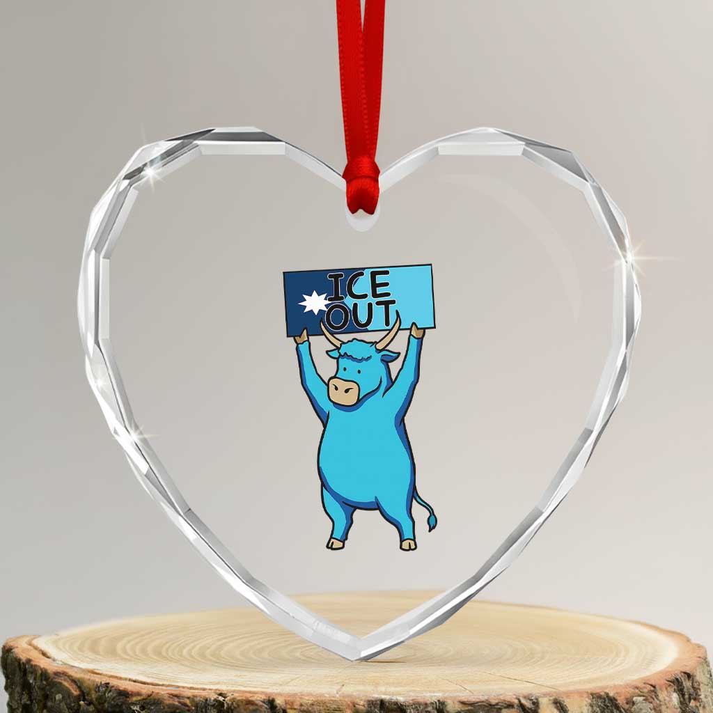 Funny Minnesota Folklore Babe The Blue Ox Heart Crystal Glass Ornament Ice Out TS12 Transparent Glass 3'' Heart Print Your Wear