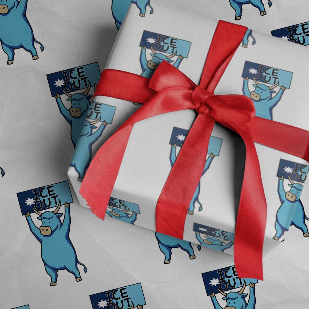 Funny Minnesota Folklore Babe The Blue Ox Wrapping Paper Roll Ice Out TS12 White Print Your Wear