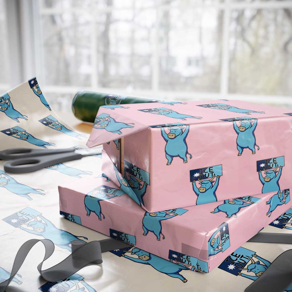 Funny Minnesota Folklore Babe The Blue Ox Wrapping Paper Roll Ice Out TS12 Light Pink Print Your Wear