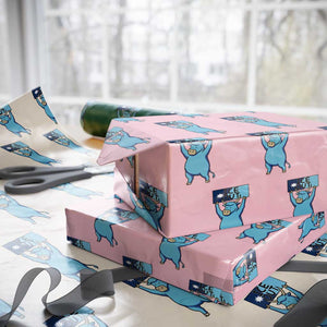 Funny Minnesota Folklore Babe The Blue Ox Wrapping Paper Roll Ice Out TS12 Light Pink Print Your Wear