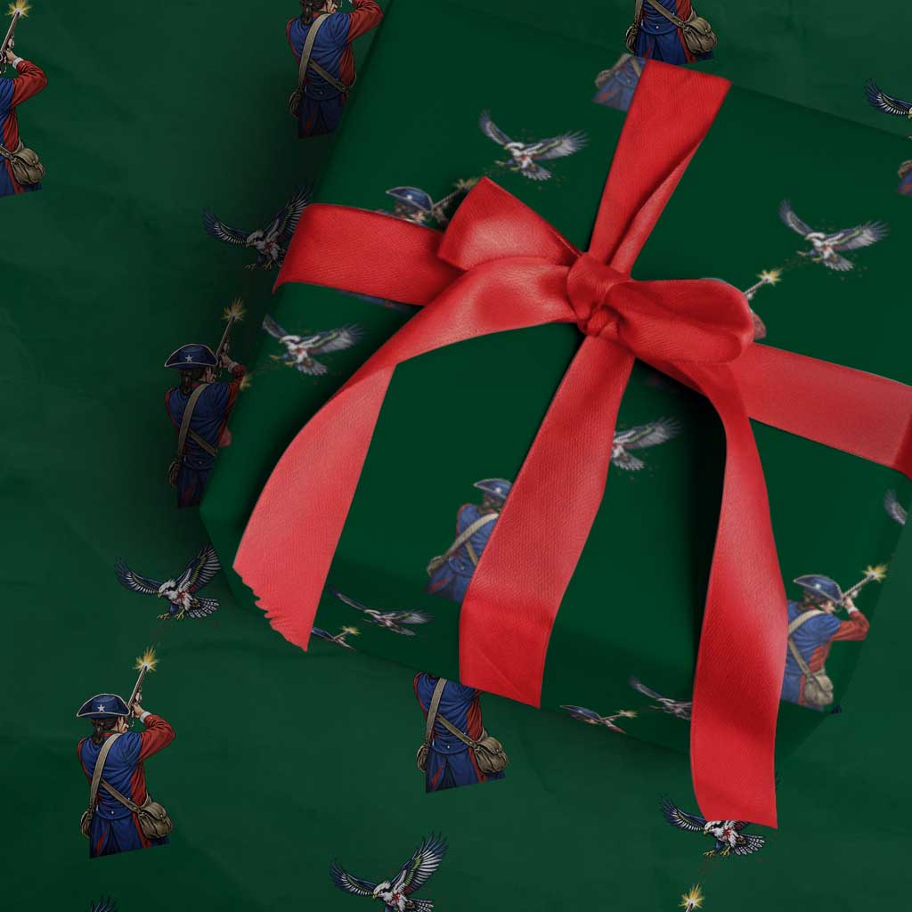 Funny Minutemen Shooting Blue and Green Hawk Football Rivalry Wrapping Paper Roll TS11 Green Print Your Wear