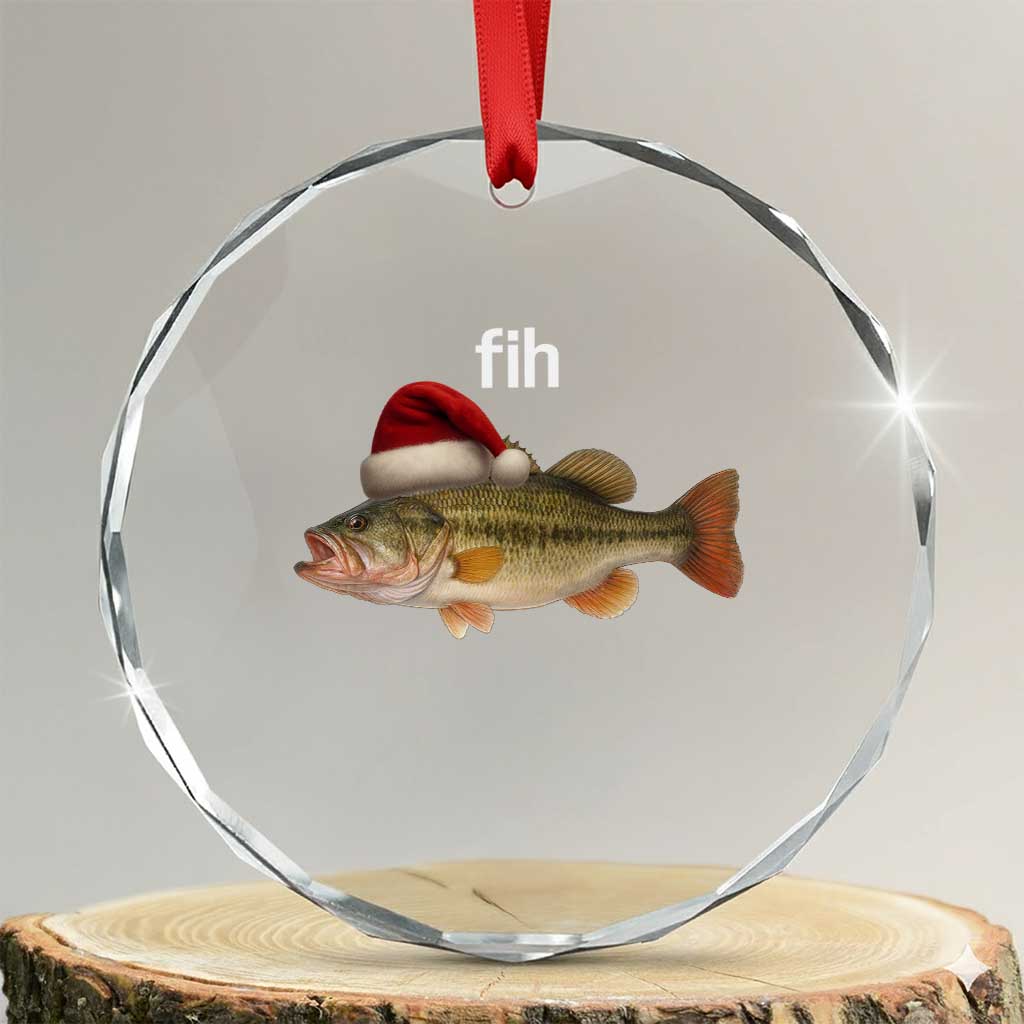 Funny Misspelled Fish Christmas Meme Crystal Glass Ornament TS14 Transparent Glass 3'' Circle Print Your Wear