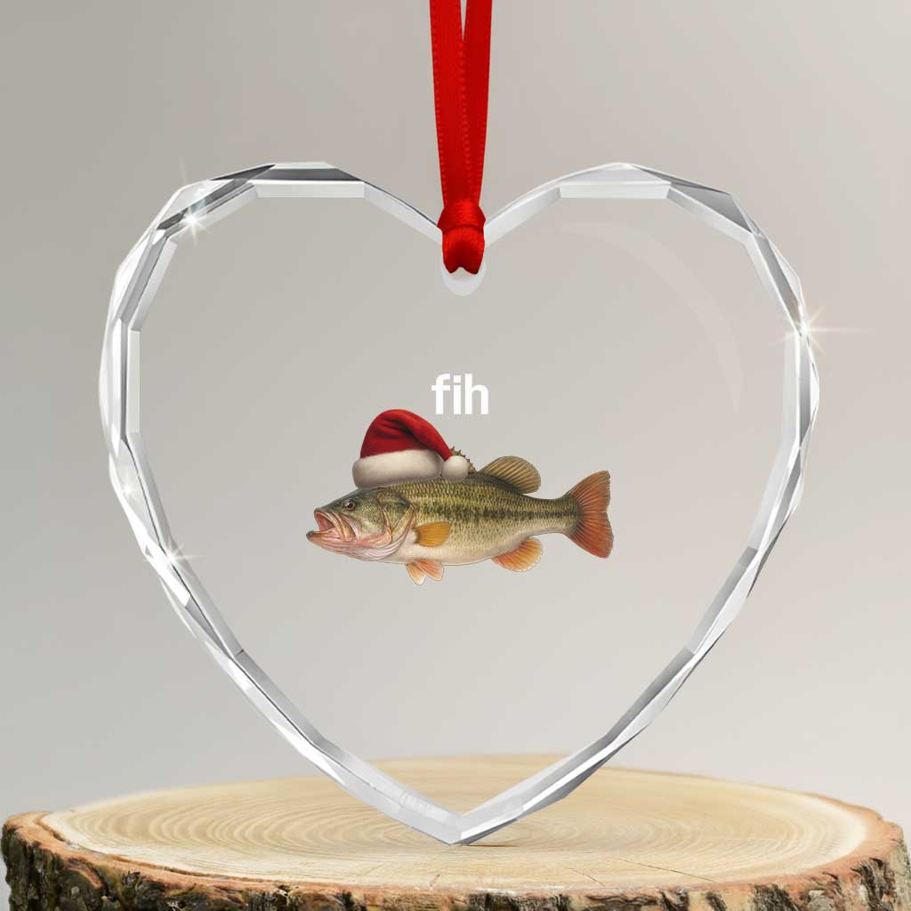 Funny Misspelled Fish Christmas Meme Heart Crystal Glass Ornament TS14 Transparent Glass 3'' Heart Print Your Wear