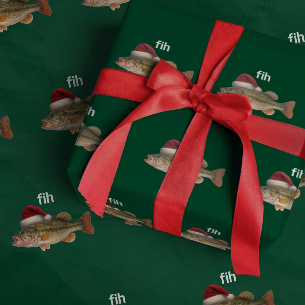 Funny Misspelled Fish Xmas Meme Wrapping Paper Roll TS14 Green Print Your Wear