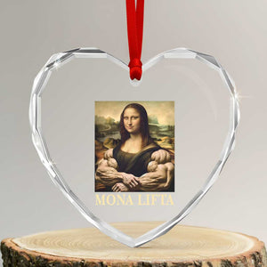Funny Mona Lifta Muscle Mona Lisa Bodybuilding Fitness Gym Lover Heart Crystal Glass Ornament TS11 Transparent Glass 3'' Heart Print Your Wear