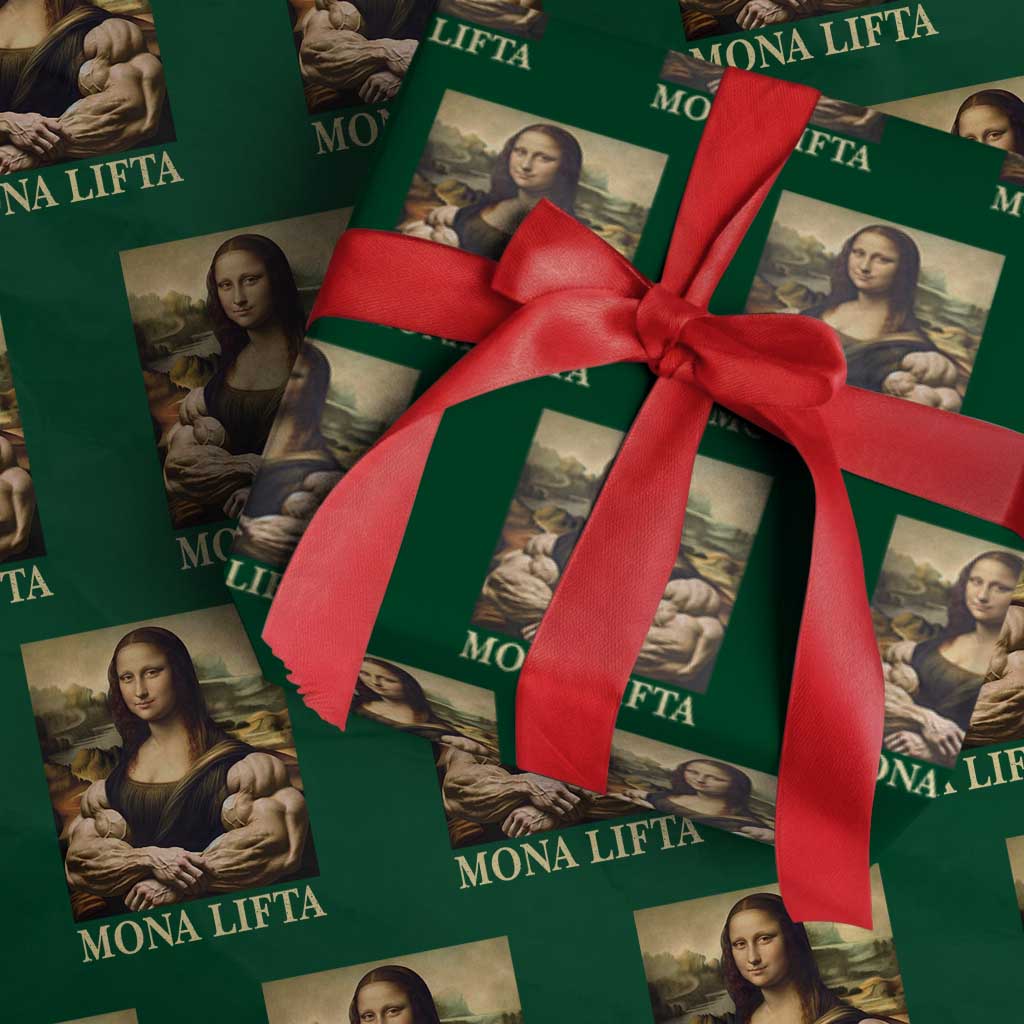 Funny Mona Lifta Muscle Mona Lisa Bodybuilding Fitness Gym Lover Wrapping Paper Roll TS11 Green Print Your Wear
