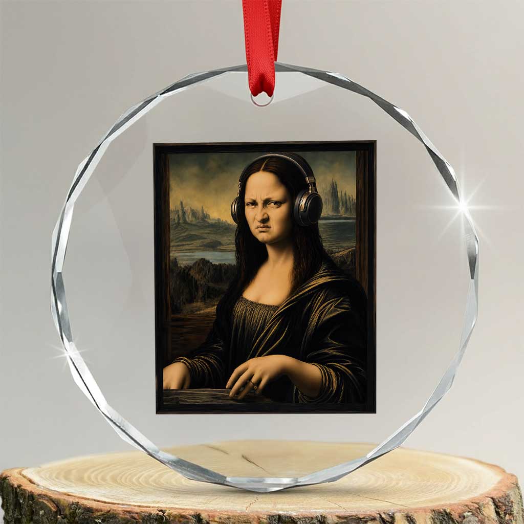 Funny Mona Lisa Bass Face Crystal Glass Ornament Vintage DJ Producer Music Lover Gift TS12 Transparent Glass 3'' Circle Print Your Wear