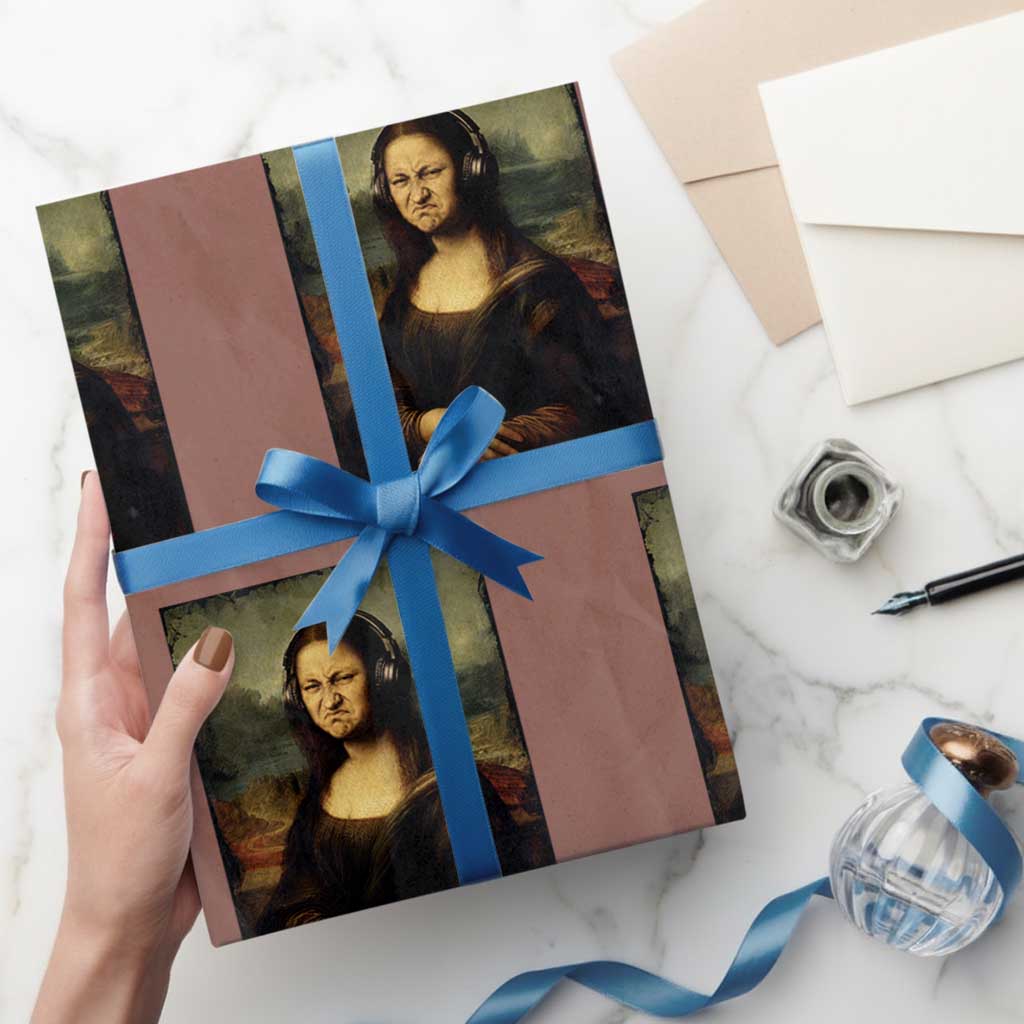 Funny Mona Lisa Bass Face Music Lovers DJs Wrapping Paper Roll