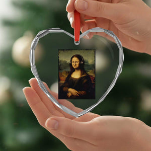 Funny Mona Lisa Bass Face Music Lovers DJs Heart Crystal Glass Ornament