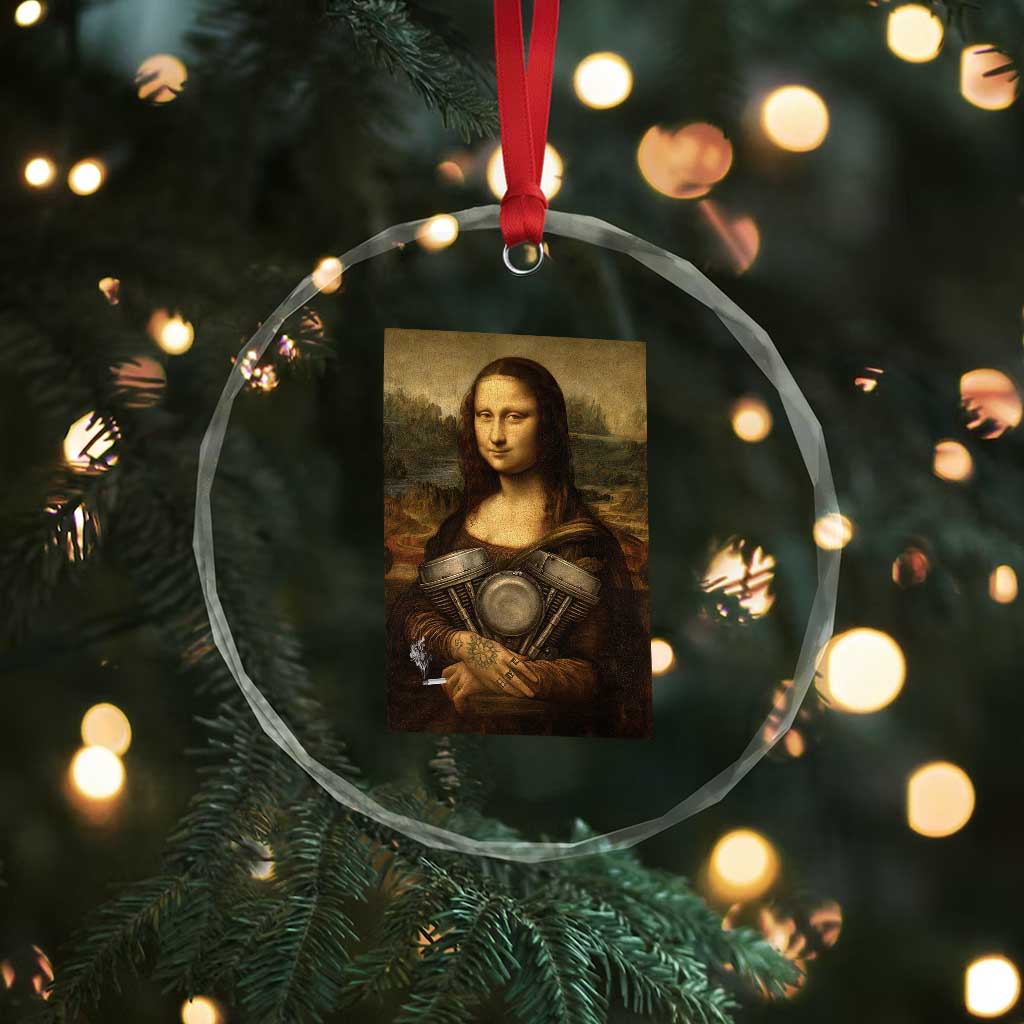 Funny Monalisa Rider Vintage Retro Motorcycle Engine Crystal Glass Ornament TS11 Print Your Wear
