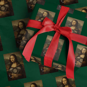 Funny Monalisa Rider Vintage Retro Motorcycle Engine Wrapping Paper Roll TS11 Green Print Your Wear