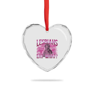 Funny Monkey Meme Lesbians Eat What Heart Crystal Glass Ornament LGBTQ Pride Gift TS12 Print Your Wear