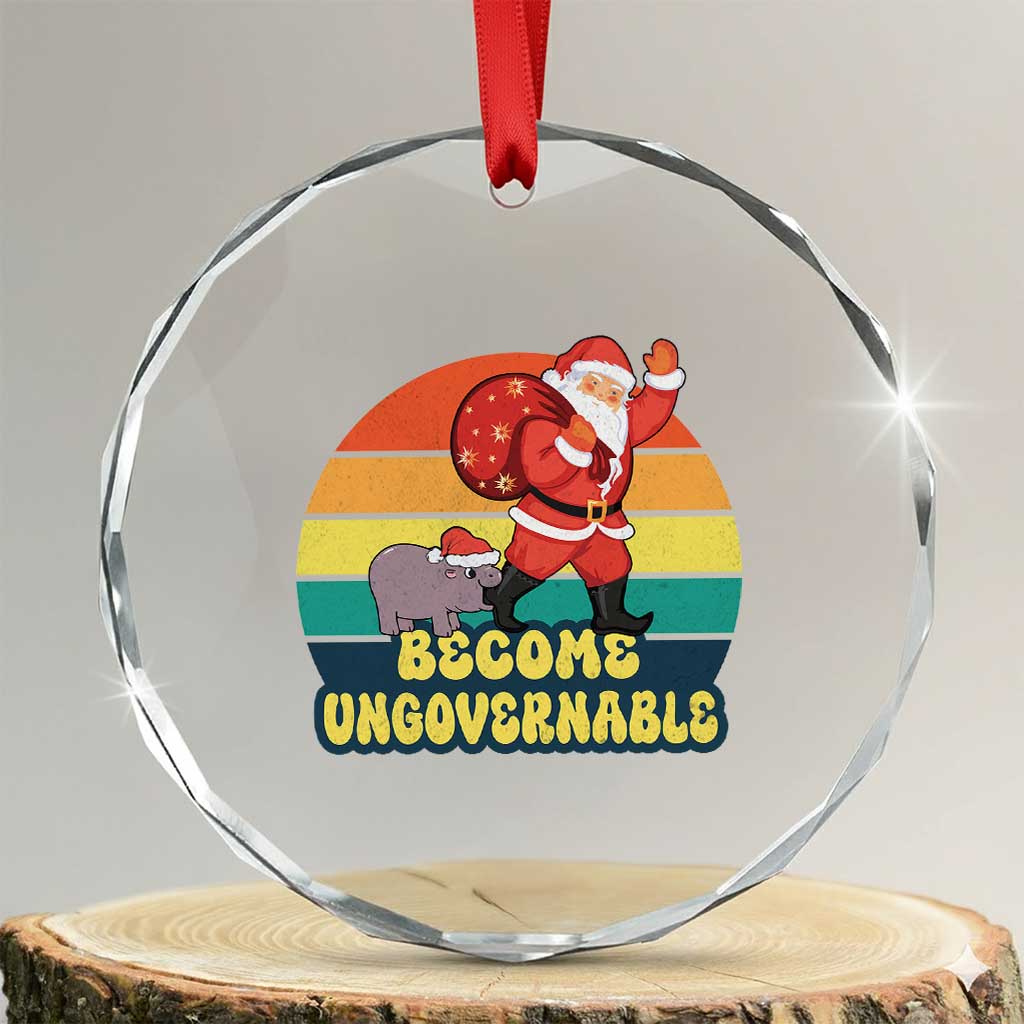Funny Moo Deng Christmas Crystal Glass Ornament Become Ungovernable Xmas Santa TS11 Transparent Glass 3'' Circle Print Your Wear