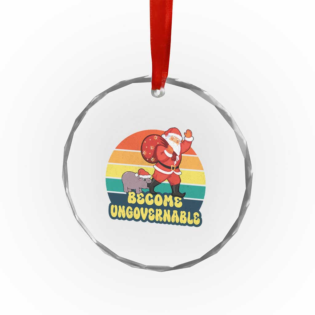 Funny Moo Deng Christmas Crystal Glass Ornament Become Ungovernable Xmas Santa TS11 Print Your Wear