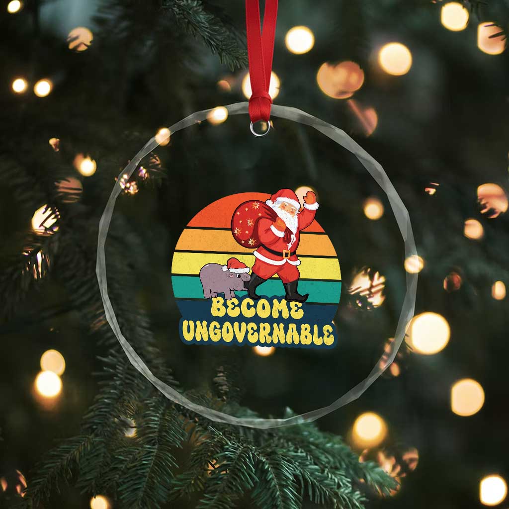 Funny Moo Deng Christmas Crystal Glass Ornament Become Ungovernable Xmas Santa TS11 Print Your Wear