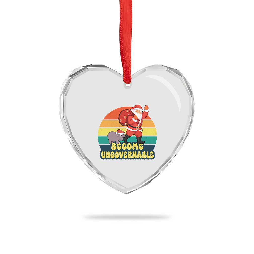 Funny Moo Deng Christmas Heart Crystal Glass Ornament Become Ungovernable Xmas Santa TS11 Print Your Wear