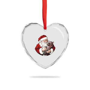 Funny Moo Deng Christmas Heart Crystal Glass Ornament Santa Cute Hippo Zoo Meme Baby Pygmy TS11 Print Your Wear