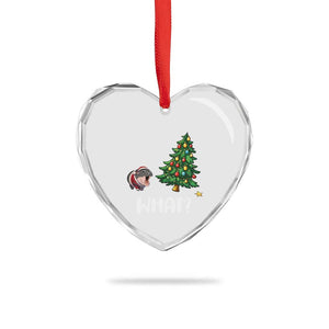 Funny Moo Deng Christmas Heart Crystal Glass Ornament What Santa Cute Hippo Zoo Meme Baby Pygmy Xmas Tree TS11 Print Your Wear
