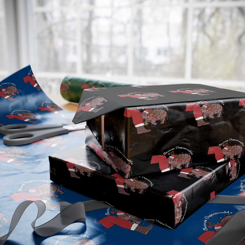 Funny Moo Deng Christmas Wrapping Paper Roll Become Ungovernable Reindeer Xmas Santa TS11 Black Print Your Wear