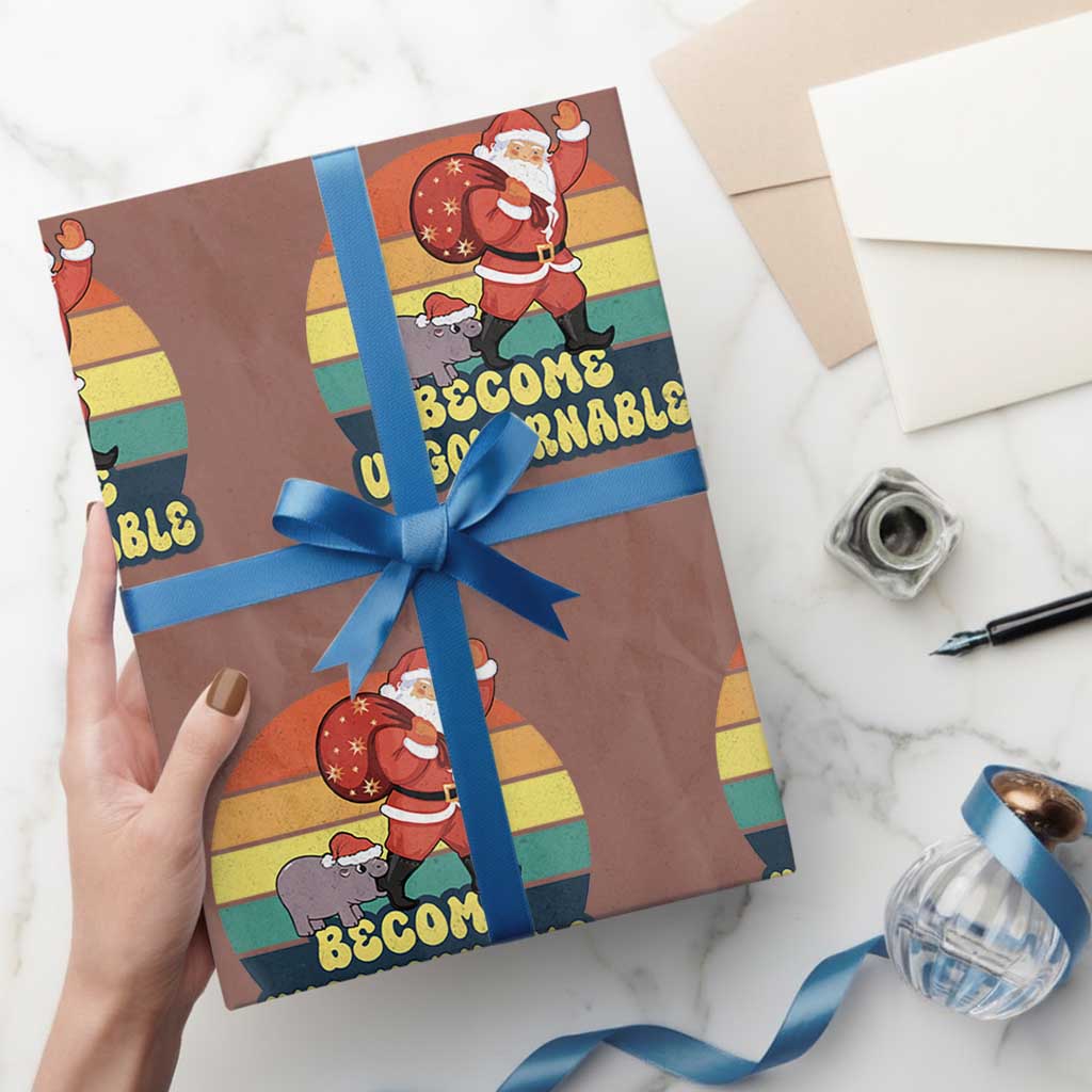 Funny Moo Deng Christmas Wrapping Paper Roll Become Ungovernable Xmas Santa TS11 Mocha Print Your Wear