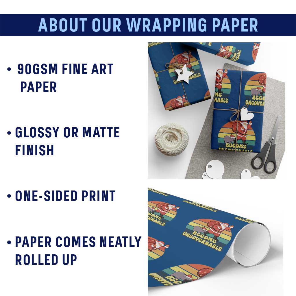 Funny Moo Deng Christmas Wrapping Paper Roll Become Ungovernable Xmas Santa TS11 Print Your Wear