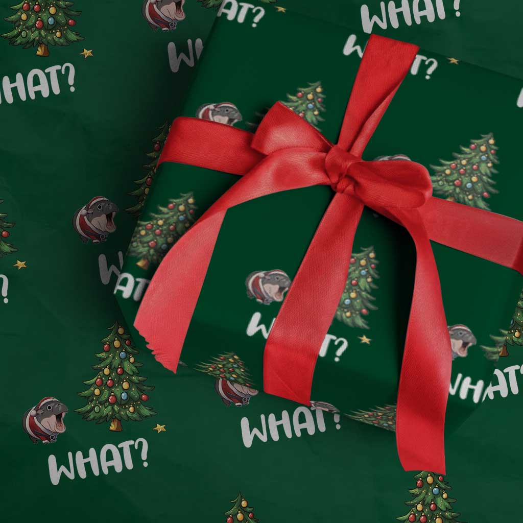 Funny Moo Deng Christmas Wrapping Paper Roll What Santa Cute Hippo Zoo Meme Baby Pygmy Xmas Tree TS11 Green Print Your Wear