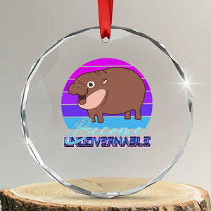 Funny Moo Deng Crystal Glass Ornament Baby Hippo Become Ungovernable TS10 Transparent Glass 3'' Circle Print Your Wear