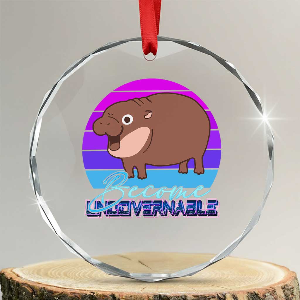 Funny Moo Deng Crystal Glass Ornament Baby Hippo Become Ungovernable TS10 Transparent Glass 3'' Circle Print Your Wear
