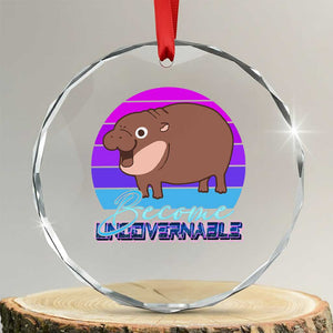 Funny Moo Deng Crystal Glass Ornament Baby Hippo Become Ungovernable TS10 Transparent Glass 3'' Circle Print Your Wear