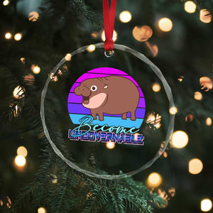 Funny Moo Deng Crystal Glass Ornament Baby Hippo Become Ungovernable TS10 Print Your Wear