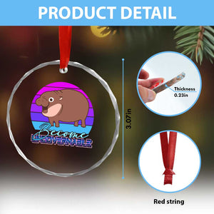 Funny Moo Deng Crystal Glass Ornament Baby Hippo Become Ungovernable TS10 Print Your Wear