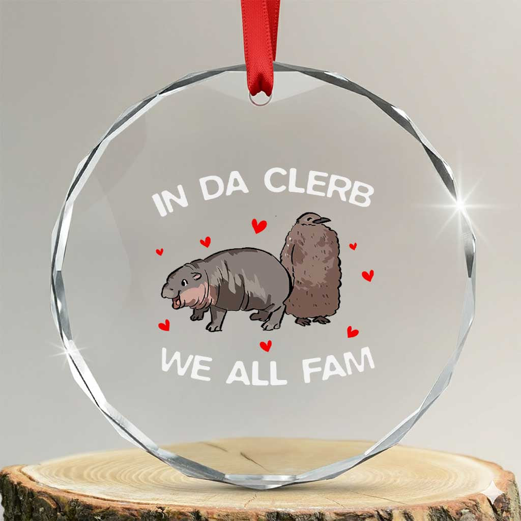 Funny Moo Deng Pesto Penguin Crystal Glass Ornament In Da Clerb We All Fam Hearts TS11 Transparent Glass 3'' Circle Print Your Wear
