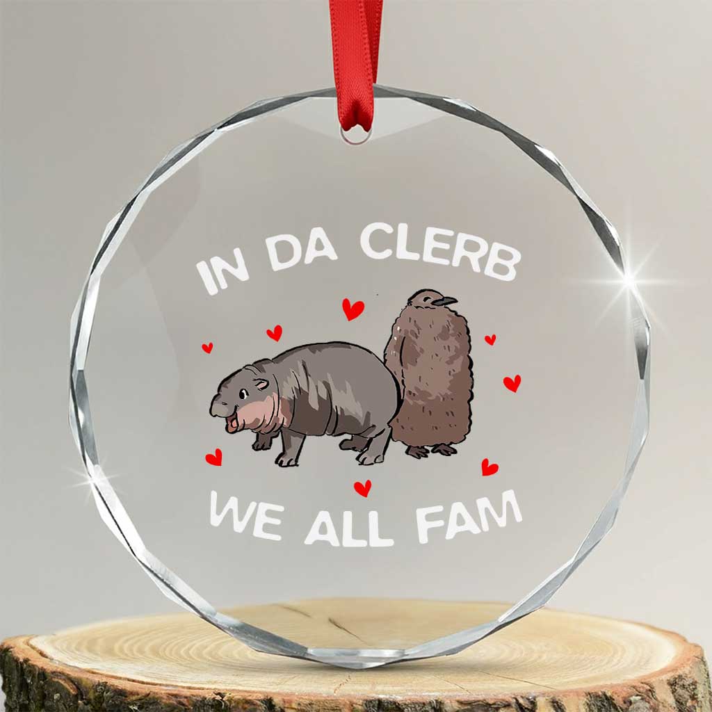 Funny Moo Deng Pesto Penguin Crystal Glass Ornament In Da Clerb We All Fam Hearts TS11 Transparent Glass 3'' Circle Print Your Wear
