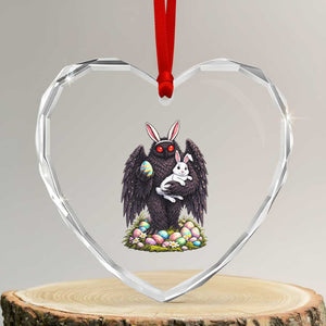 Funny Mothman Bunny Ears Heart Crystal Glass Ornament Point Pleasant Cryptid Lover Gift TS12 Transparent Glass 3'' Heart Print Your Wear