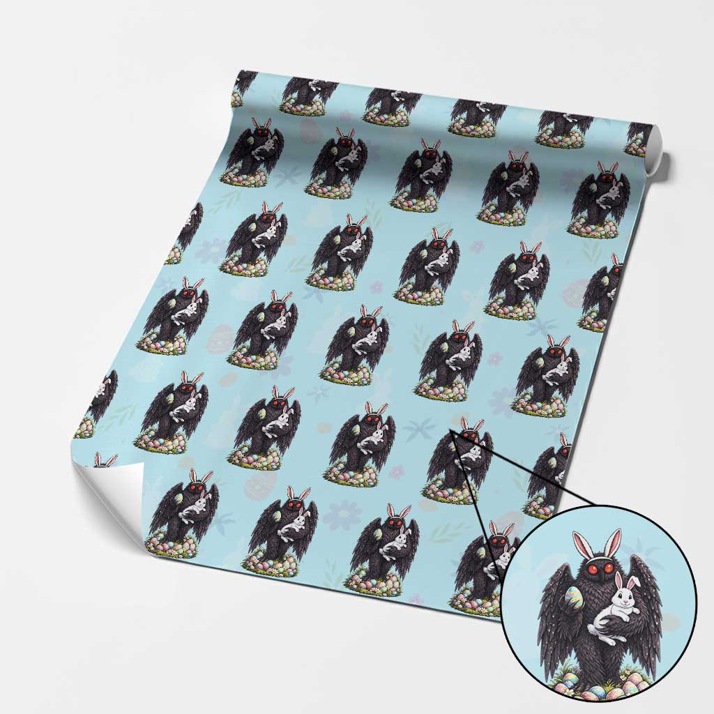 Funny Mothman Bunny Ears Wrapping Paper Roll Point Pleasant Cryptid Lover Gift TS12 Light Blue Print Your Wear