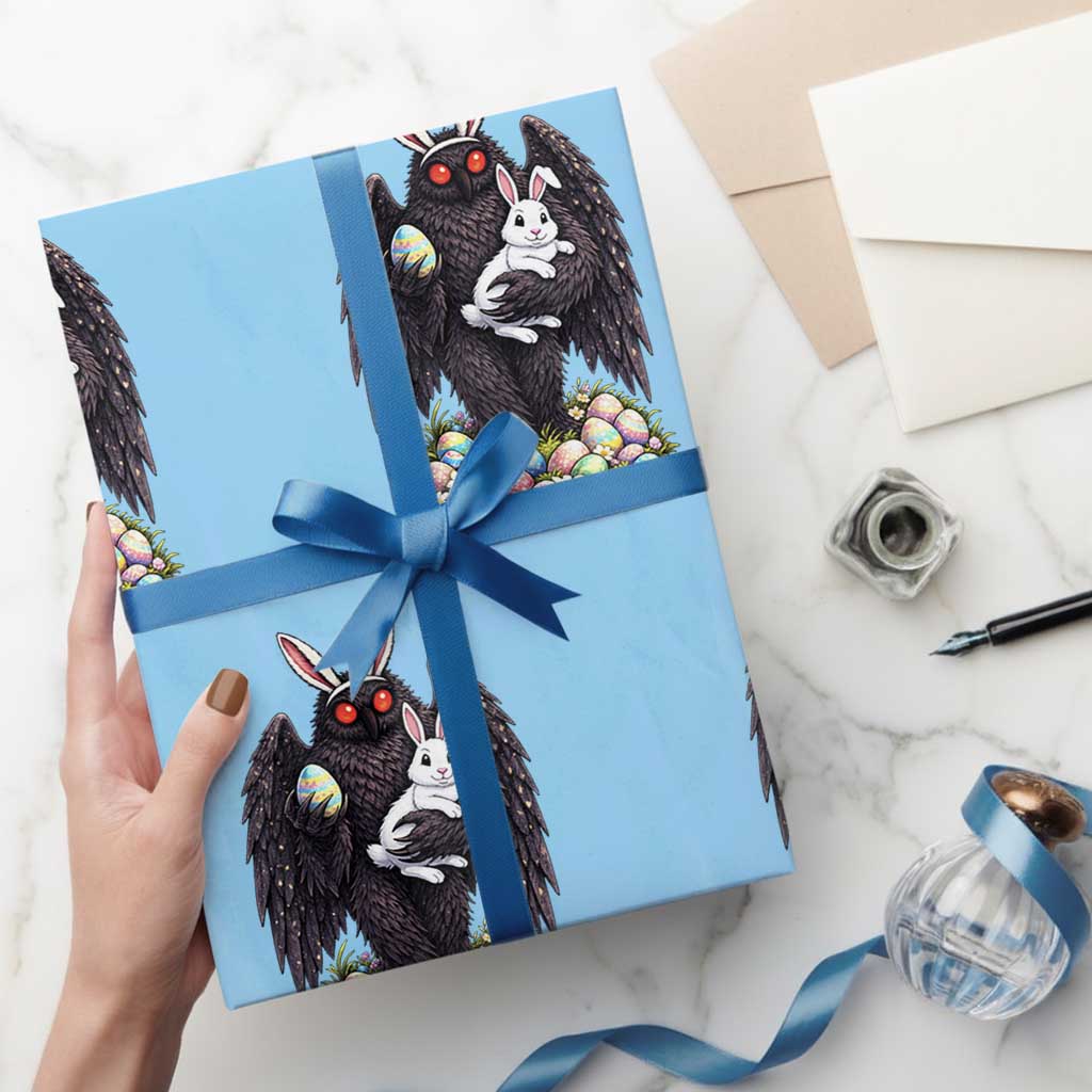 Funny Mothman Bunny Ears Wrapping Paper Roll Point Pleasant Cryptid Lover Gift TS12 Light Blue Print Your Wear