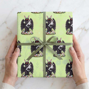 Funny Mothman Bunny Ears Wrapping Paper Roll Point Pleasant Cryptid Lover Gift TS12 Lime Print Your Wear
