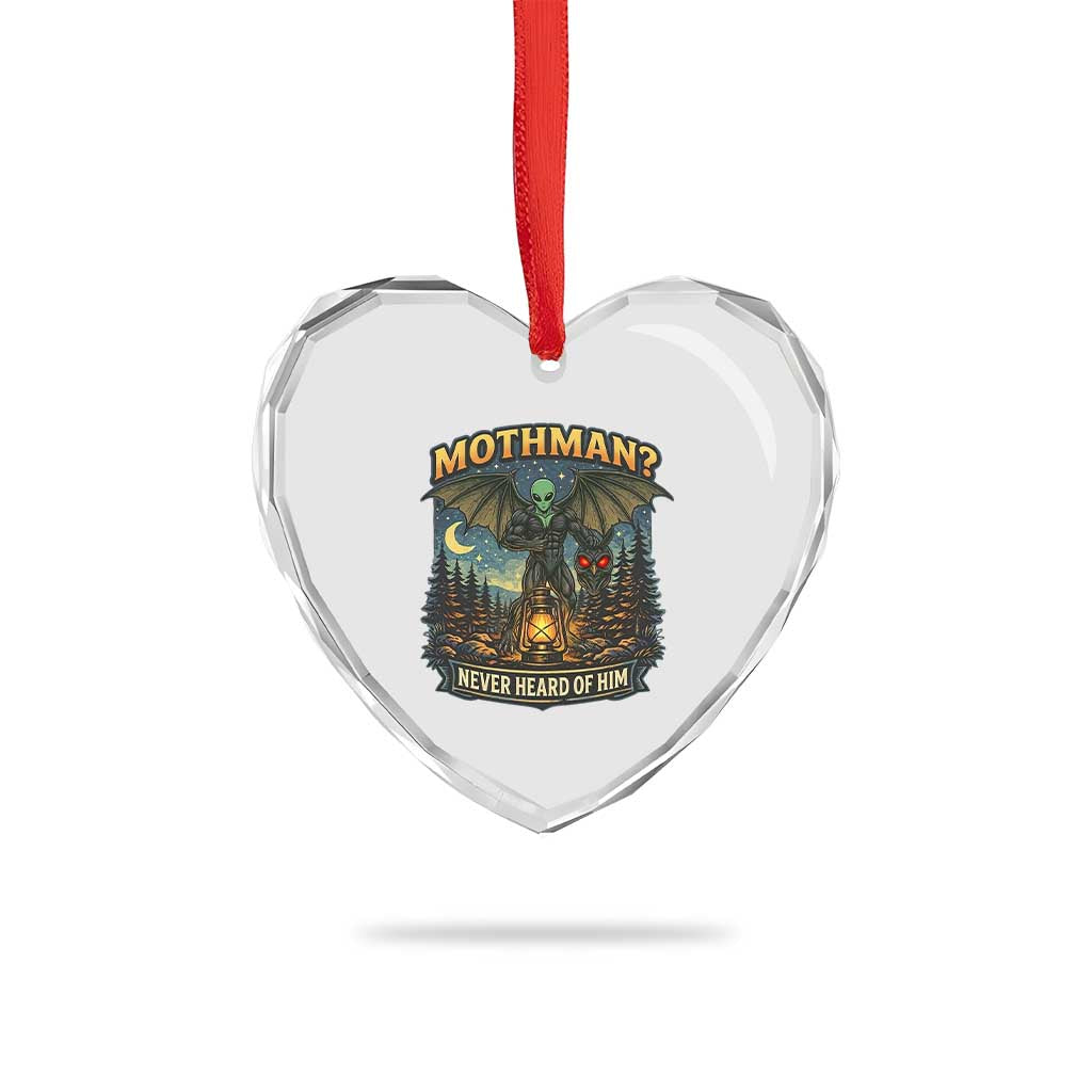 Funny Mothman Cryptid Believer Heart Crystal Glass Ornament Never Heard Of Him TS12 Print Your Wear