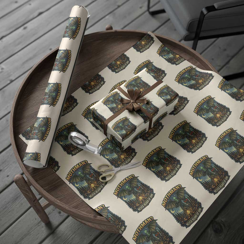 Funny Mothman Cryptid Believer Wrapping Paper Roll Never Heard Of Him TS12 Beige Print Your Wear