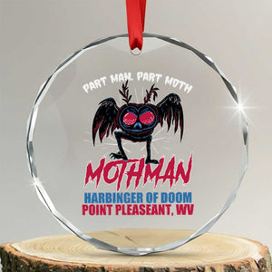 Funny Mothman Crystal Glass Ornament Part Man Part Moth Harbinger Of Doom Point Pleasent WV TS02 Transparent Glass 3'' Circle Print Your Wear