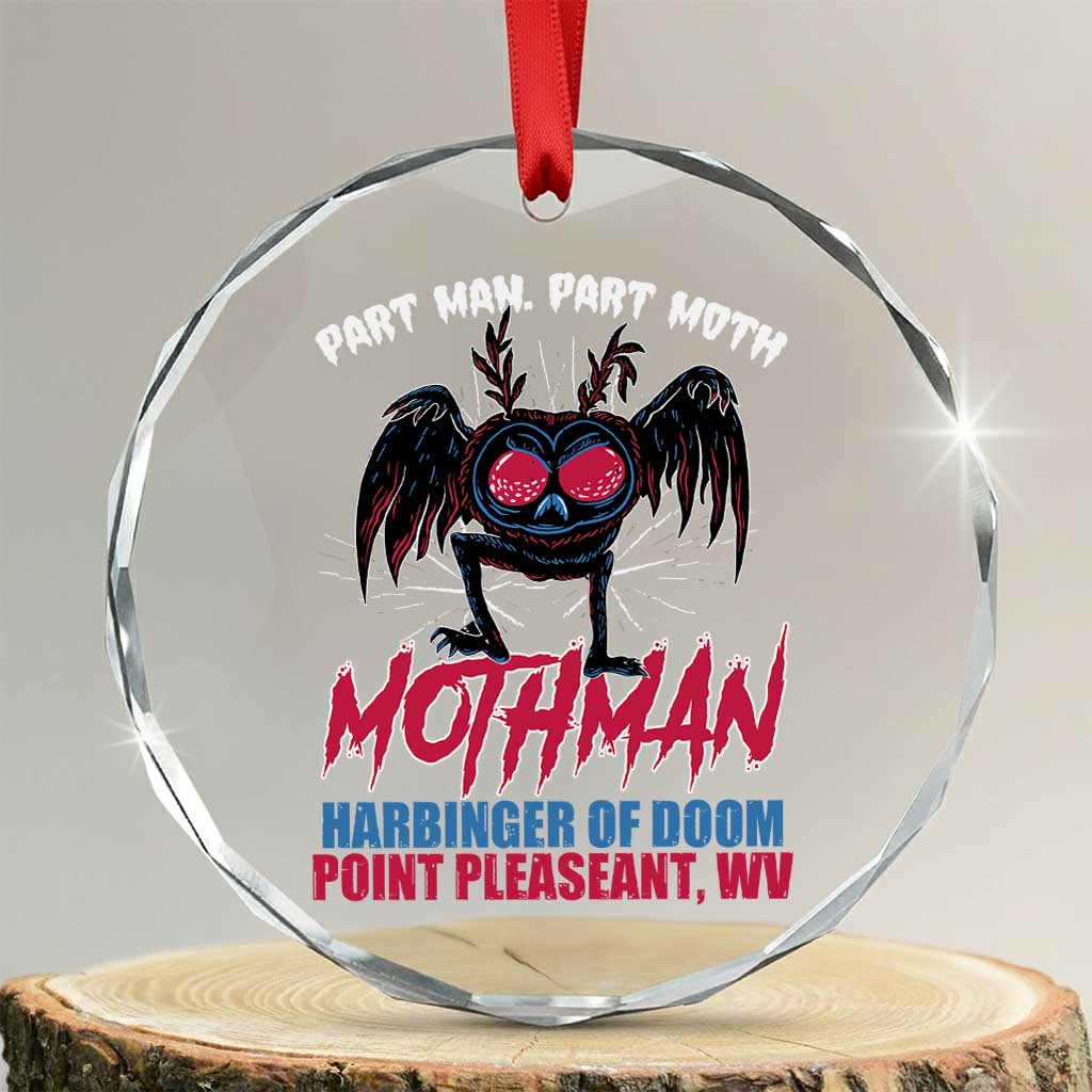 Funny Mothman Crystal Glass Ornament Part Man Part Moth Harbinger Of Doom Point Pleasent WV TS02 Transparent Glass 3'' Circle Print Your Wear