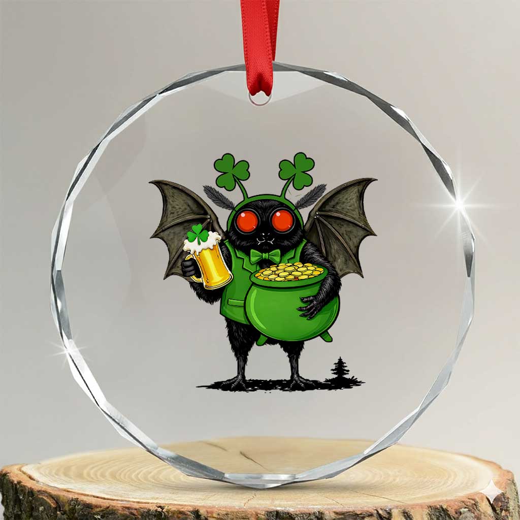 Funny Mothman Crystal Glass Ornament St Patricks Day Cryptid Gift TS12 Transparent Glass 3'' Circle Print Your Wear