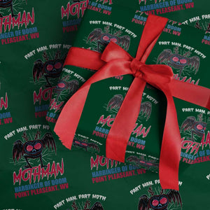Funny Mothman Wrapping Paper Roll Part Man Part Moth Harbinger Of Doom Point Pleasent WV TS02 Green Print Your Wear